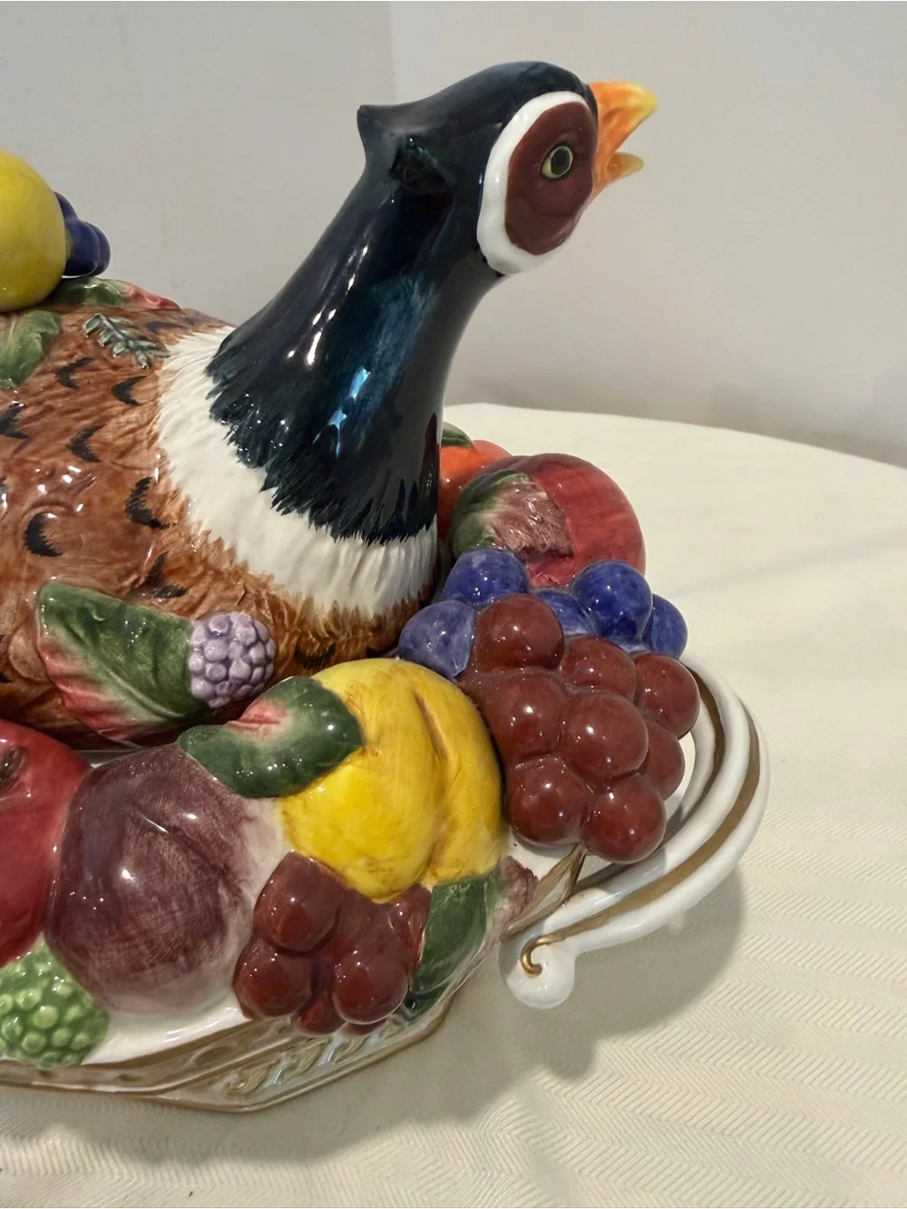 Fitz & Floyd Venezia Autumn Bounty Pheasant Tureen w/Ladle & Lid